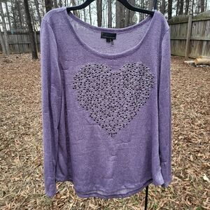 Purple Heart Embellished Women's Top